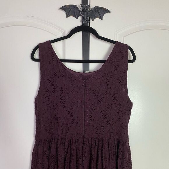 Coldwater Creek Deep Wine Lace Mini Dress Zipper Back, Feminine, Elegant size 16 - Picture 4 of 12